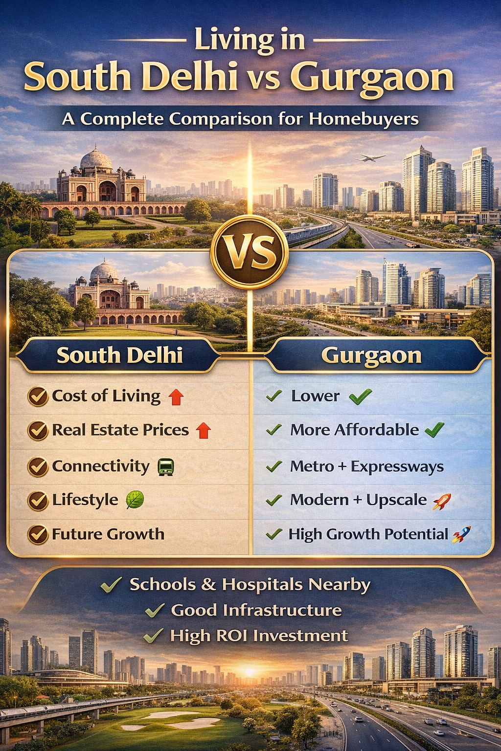 Living in South Delhi vs Gurgaon: A Complete Comparison for Homebuyers